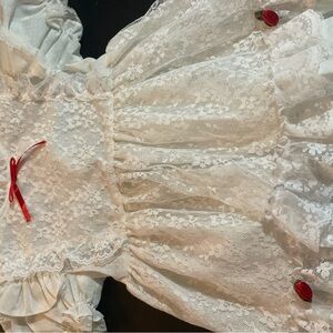 Lace Dress with Red Accents